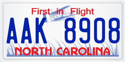 NC license plate AAK8908