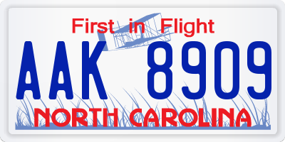NC license plate AAK8909