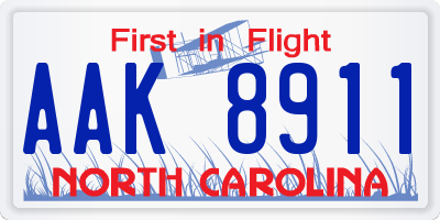 NC license plate AAK8911