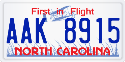 NC license plate AAK8915