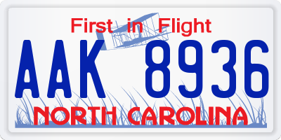 NC license plate AAK8936