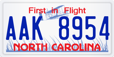 NC license plate AAK8954