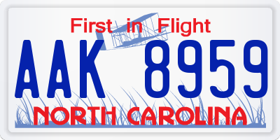 NC license plate AAK8959