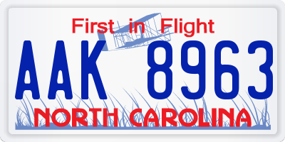 NC license plate AAK8963