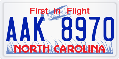 NC license plate AAK8970