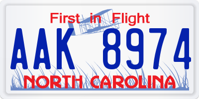 NC license plate AAK8974