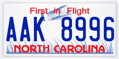 NC license plate AAK8996