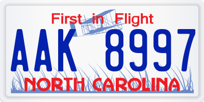 NC license plate AAK8997