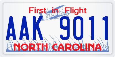 NC license plate AAK9011