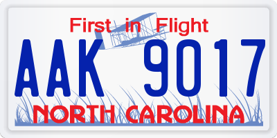 NC license plate AAK9017