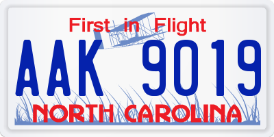 NC license plate AAK9019