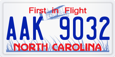 NC license plate AAK9032