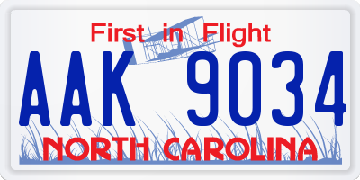 NC license plate AAK9034