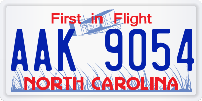 NC license plate AAK9054