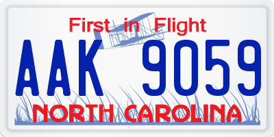 NC license plate AAK9059