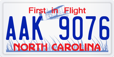 NC license plate AAK9076