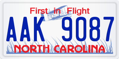 NC license plate AAK9087