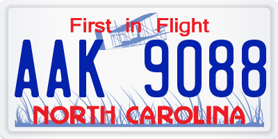 NC license plate AAK9088