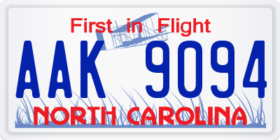 NC license plate AAK9094