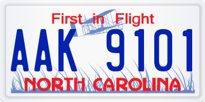 NC license plate AAK9101