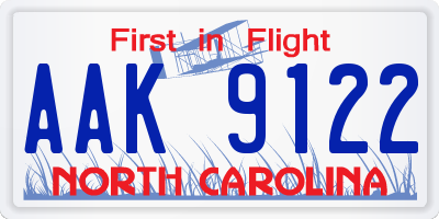 NC license plate AAK9122