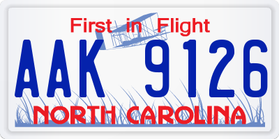 NC license plate AAK9126