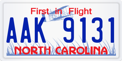 NC license plate AAK9131