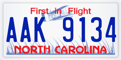 NC license plate AAK9134