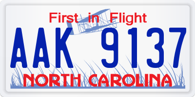 NC license plate AAK9137