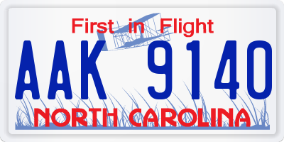 NC license plate AAK9140