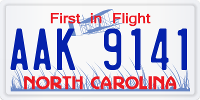 NC license plate AAK9141