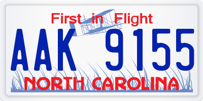 NC license plate AAK9155