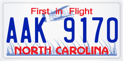 NC license plate AAK9170