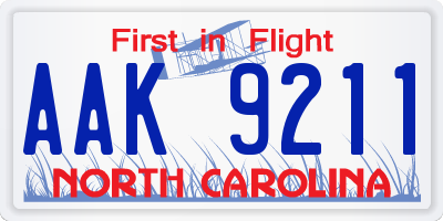 NC license plate AAK9211