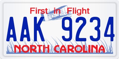 NC license plate AAK9234