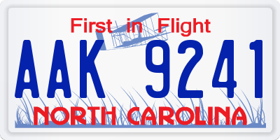 NC license plate AAK9241