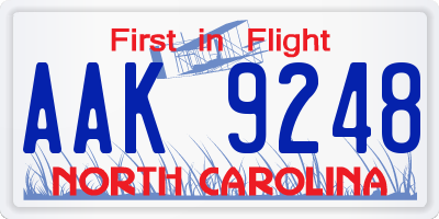 NC license plate AAK9248