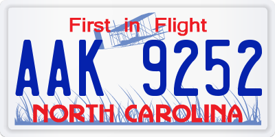 NC license plate AAK9252