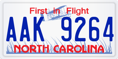 NC license plate AAK9264