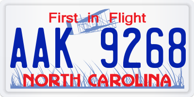 NC license plate AAK9268