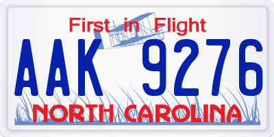 NC license plate AAK9276