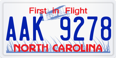 NC license plate AAK9278