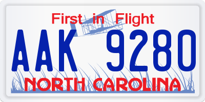 NC license plate AAK9280