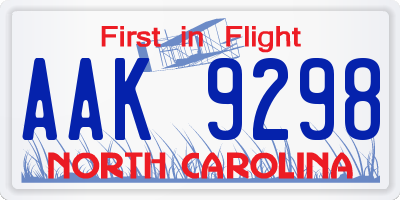NC license plate AAK9298