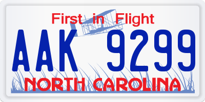 NC license plate AAK9299