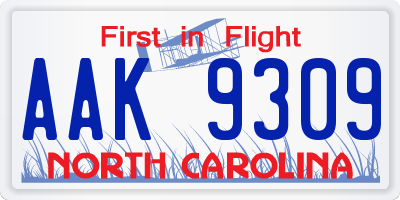 NC license plate AAK9309