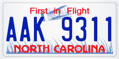 NC license plate AAK9311