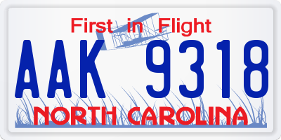 NC license plate AAK9318