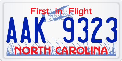 NC license plate AAK9323