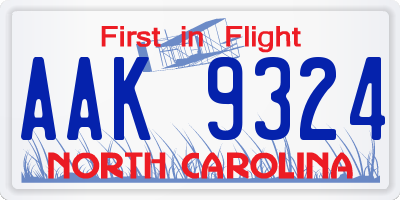 NC license plate AAK9324